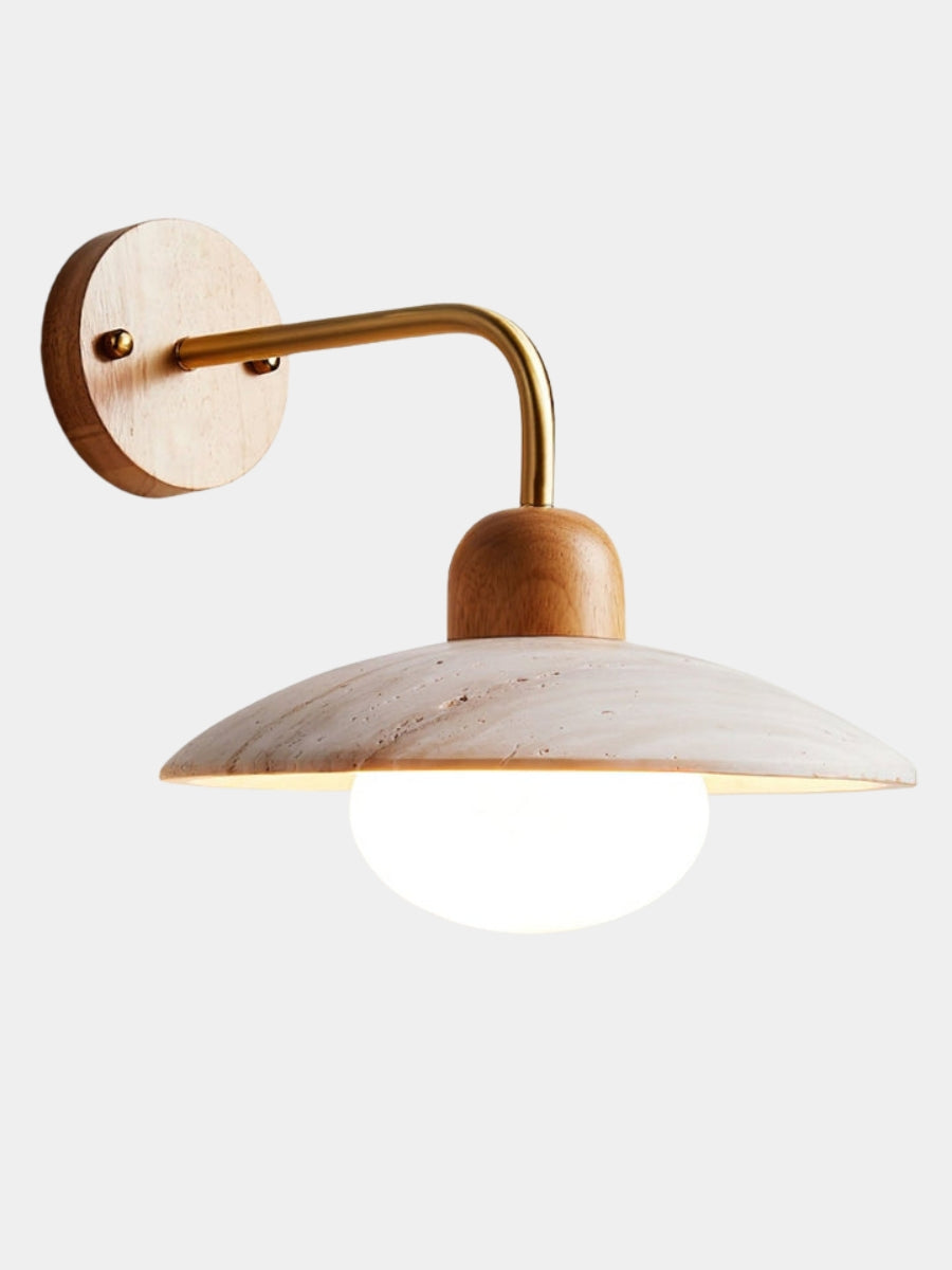 Travertine Stone Wall Light With Minimalist Disc Design And Warm Glow