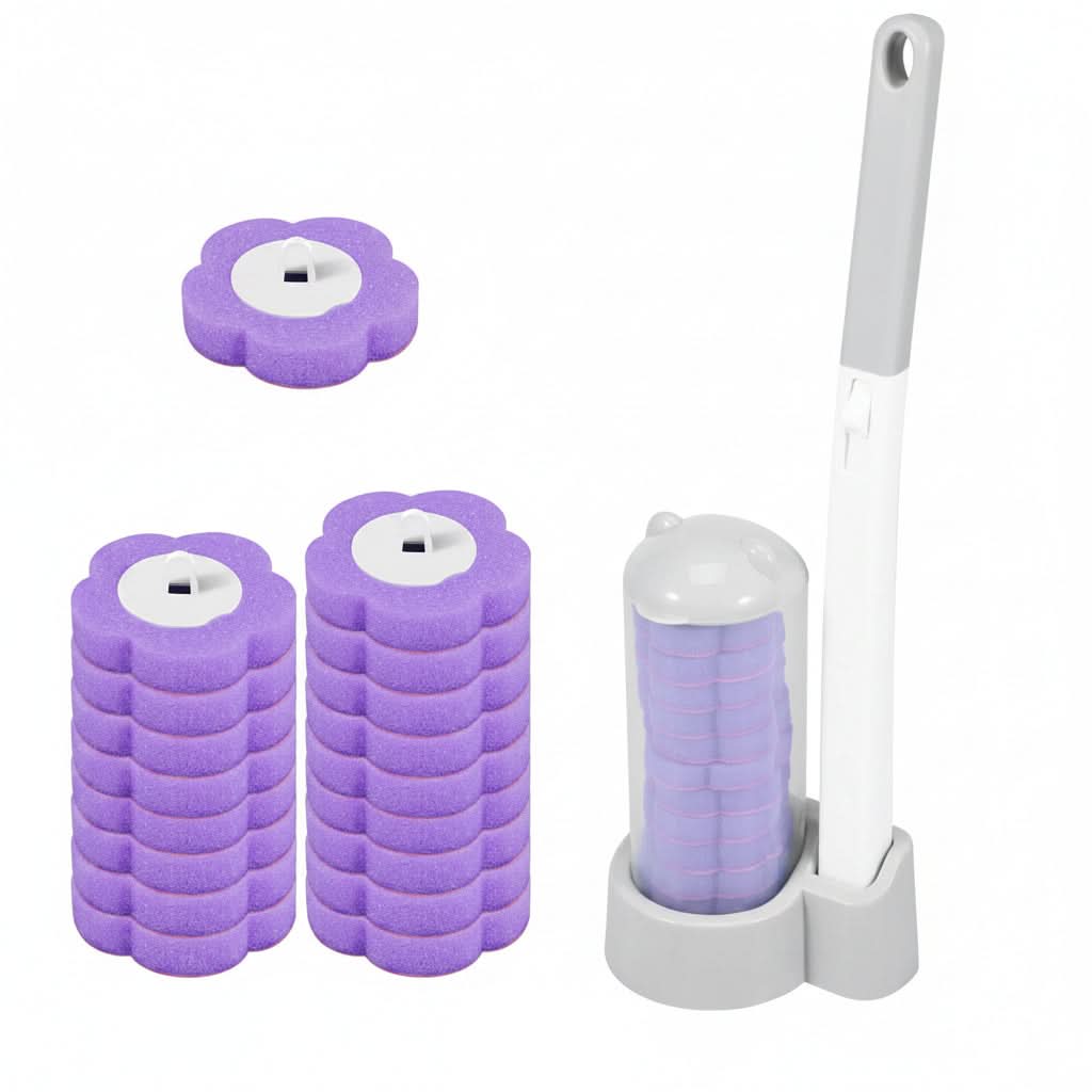 HYGIENIXPRO Wegwerpborstelset voor toilet — ergonomische lange steel, wegwerpborstelkoppen