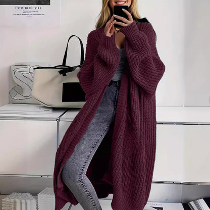 Cardigan long tricoté