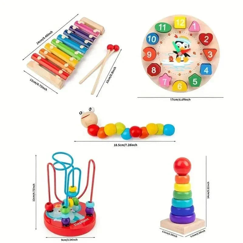 Zestaw Montessori NovaBloom 5 w 1 — kompaktowy zestaw zabaw dla dzieci od szóstego miesiąca życia