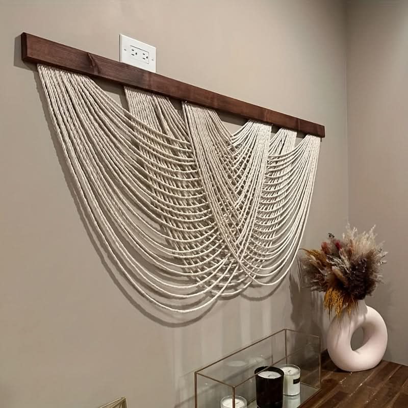 ديكور جداري من المكرمية بتصميم بسيط من MACRAMELIVA — نسيج بوهو منسوج