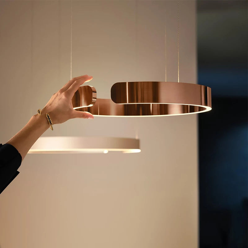 LyraHalo Circular LED Pendant Fixture In Metal Finish For Living Rooms And Dining Areas