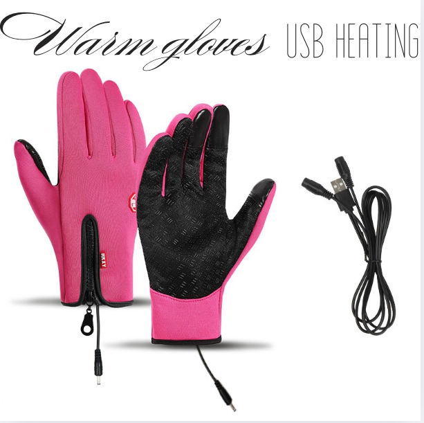 USB Heated Gloves With Touchscreen Waterproof And Windproof For Winter