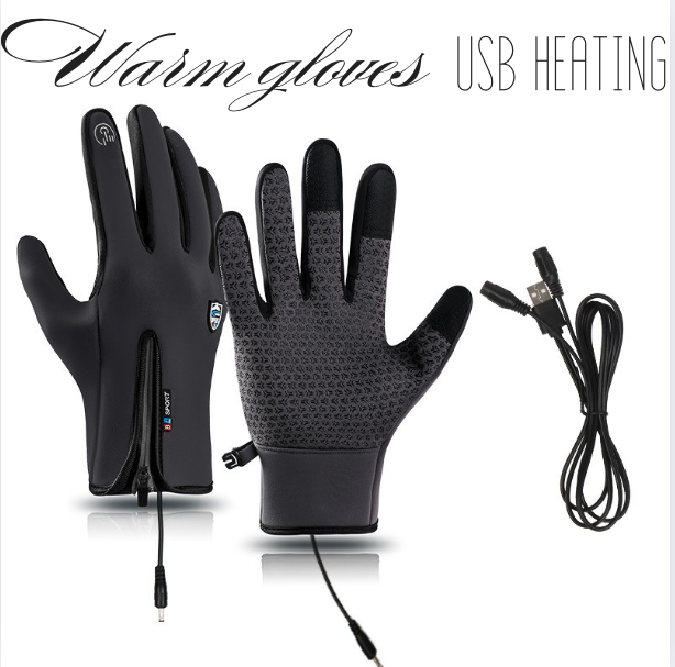 USB Heated Gloves With Touchscreen Waterproof And Windproof For Winter