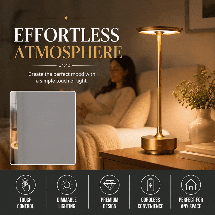 DIMAVIA Rechargeable Aluminum LED Table Lamp — Cordless Touch Control, Adjustable Brightness