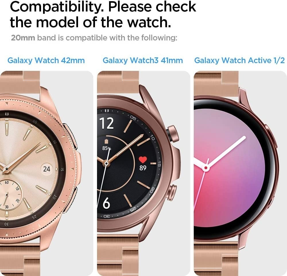 Samsung Galaxy Watch 3 41 mm nylonarmband – grått och rosa kardborreband