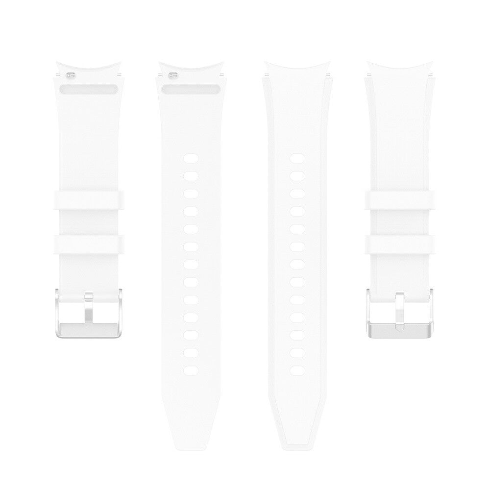 Samsung Galaxy Watch 4 40 mm:n valkoinen silikoniranneke — pikakiinnitystapit, täydellinen istuvuus