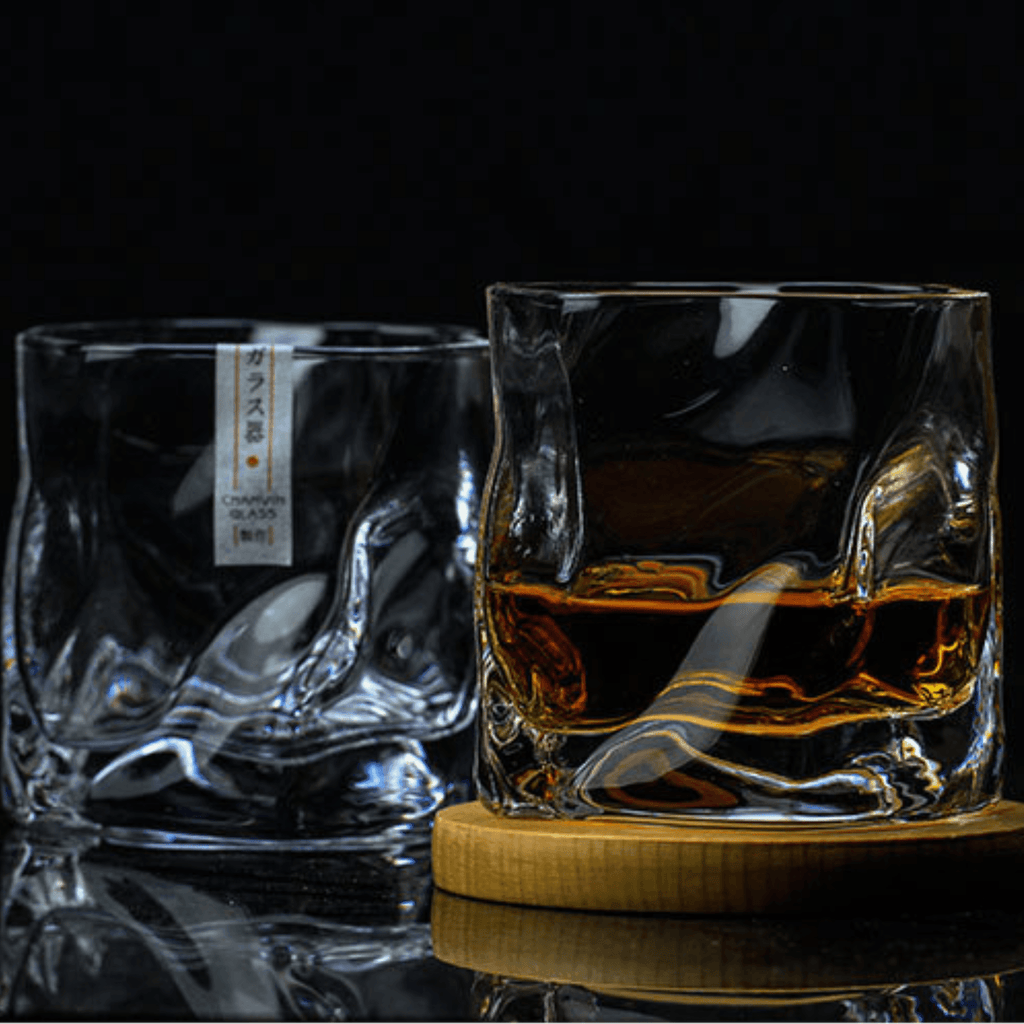 Edo Kiriko Whiskey Glass In Japanese Crystal With Crumple Design Handmade