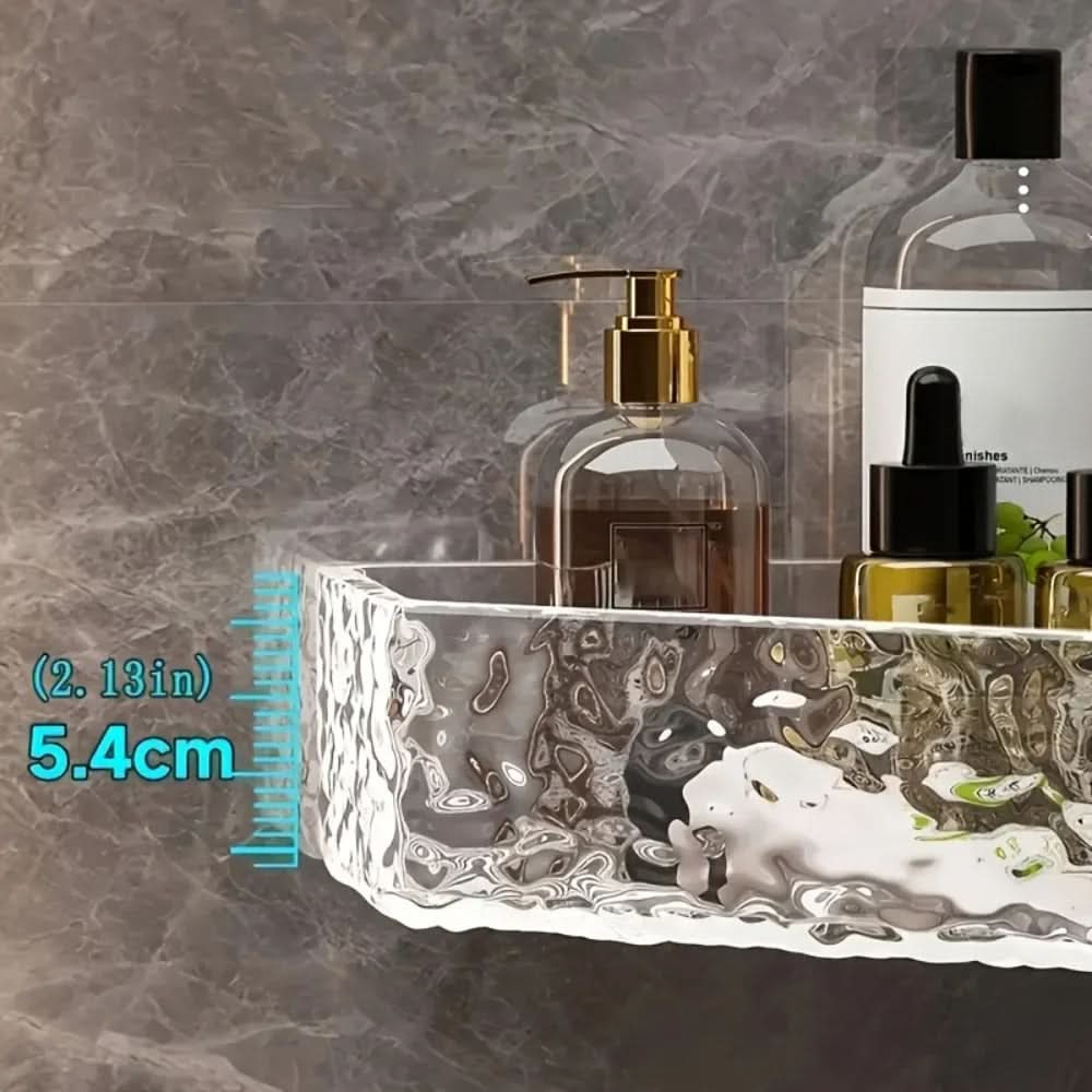 GLACIERA Wandmontierter Eck-Badezimmerregal-Organizer — Strukturierte Optik inspiriert von Gletschern