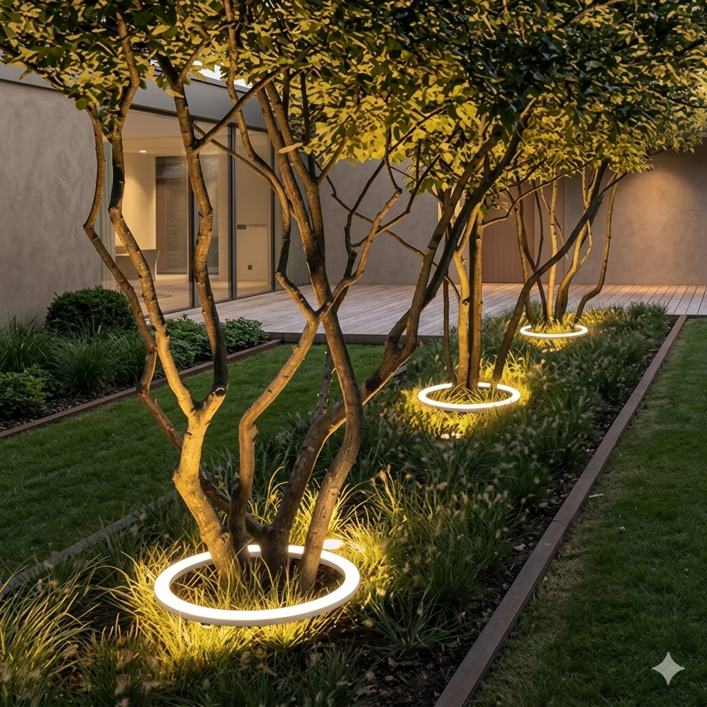 LED Garden Spotlight For Trees, IP65 Aluminum Outdoor Lamp, Warm White