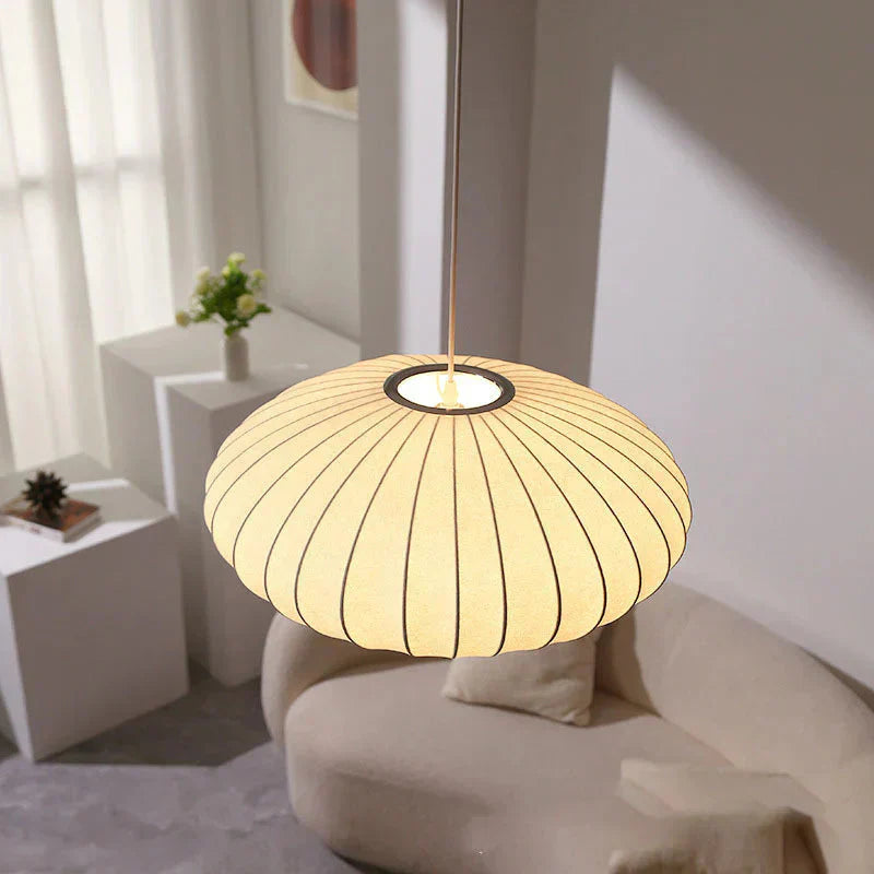 Silk Pendant Ceiling Light With Minimalist Shade For Warm Diffused Indoor Ambience