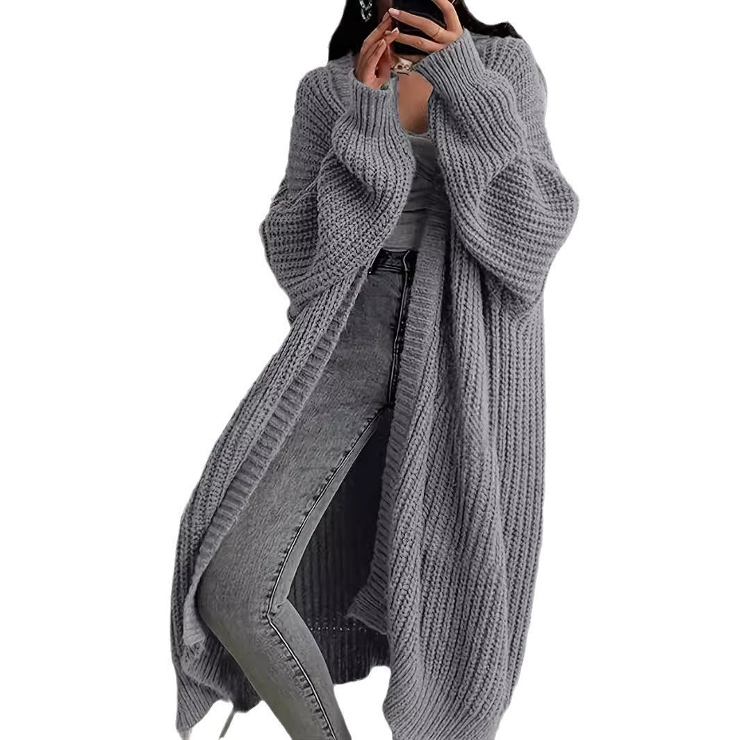 Cardigan long tricoté