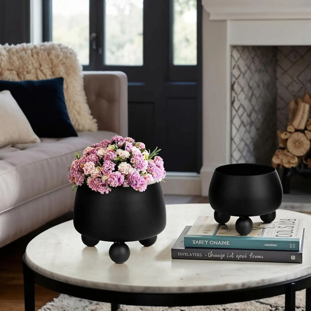 Ensemble de pots en céramique modernes NOIRBLOOM — Design minimaliste arrondi