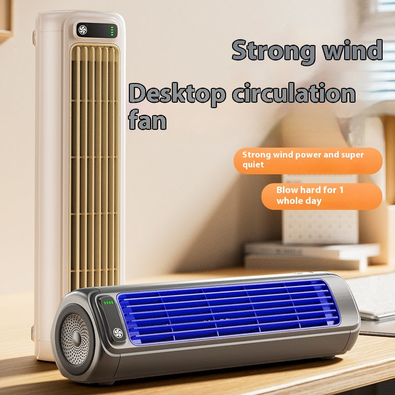 USB Bladeless Tower Fan for Desk and Home Office, Quiet Gray, Three-Speed Cooling