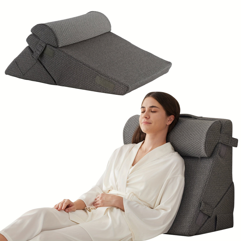 Bed Wedge Pillow With Memory Foam For Back Leg And Knee Comfort