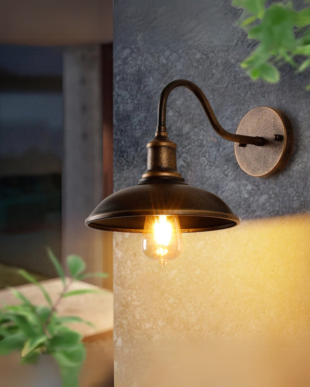 Modern Square Outdoor Wall Light With Minimalist Frame Black Brown Silver 24x23cm