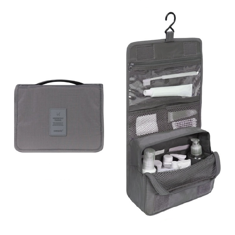 Travel Toiletry Case With Hanging Feature And Waterproof Exterior