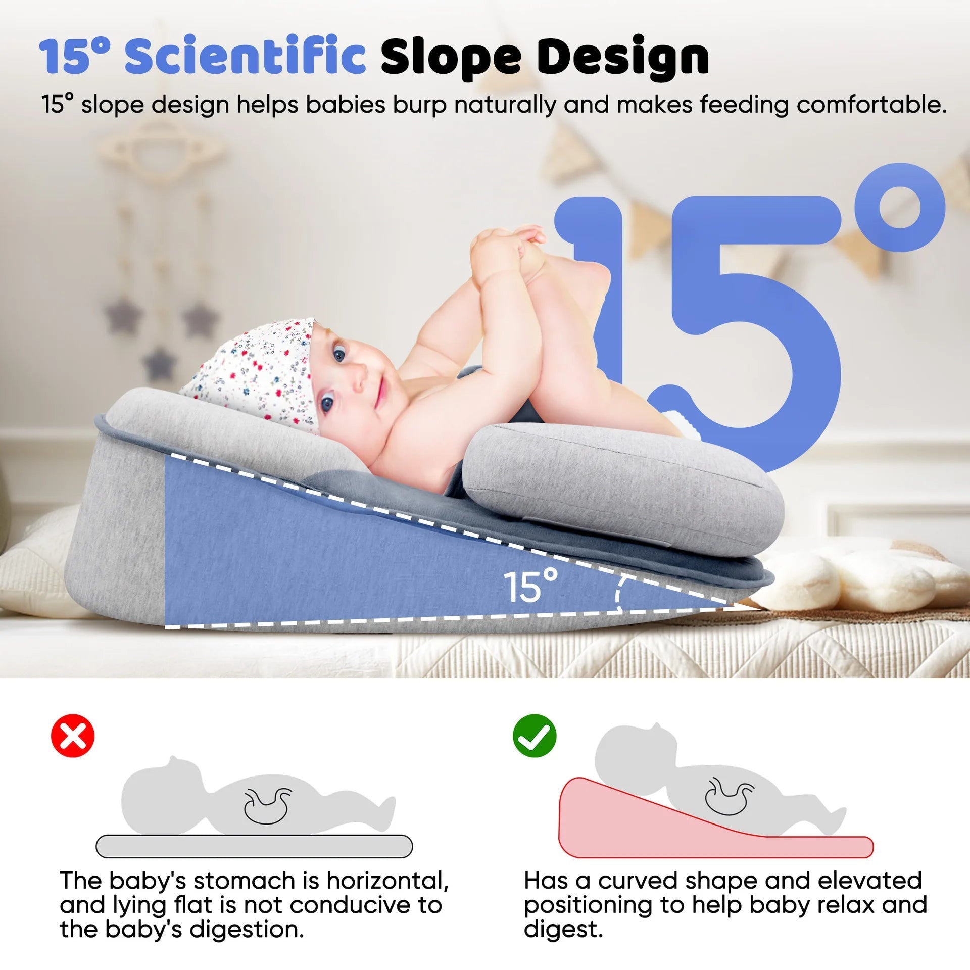 Newborn Elevated Lounger With 15 Degree Incline For Comfort