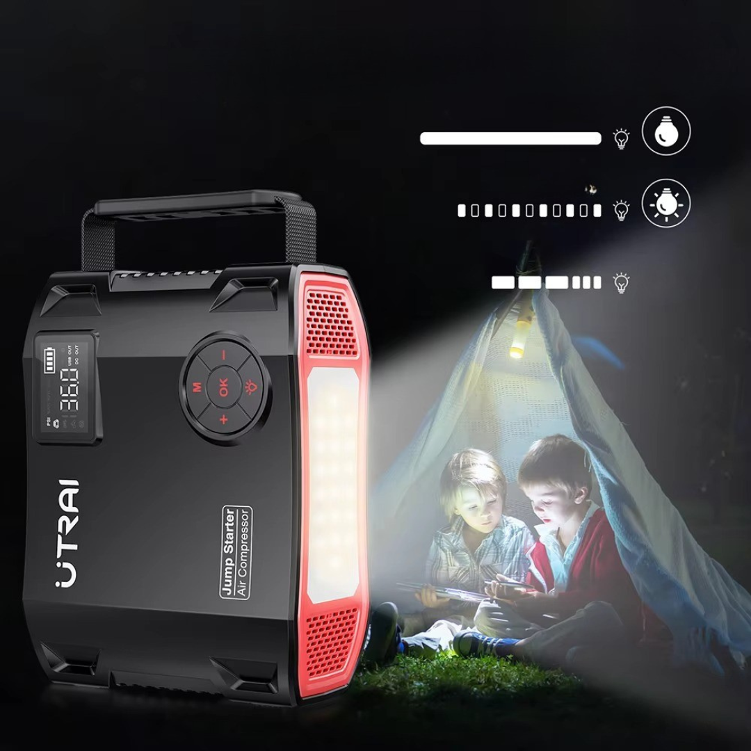 Utrai 2000A Jump Starter Power Bank Portable Car Emergency Kit With Air Compressor And LED Light
