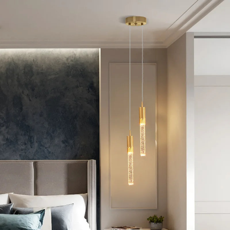 Lustreau Cylindrical Glass Pendant Light Fixture For Modern Living Spaces Home Decor