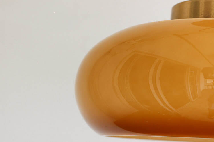 Vintage Yellow Glass Brass Semi Flush LED Ceiling Light Fixture