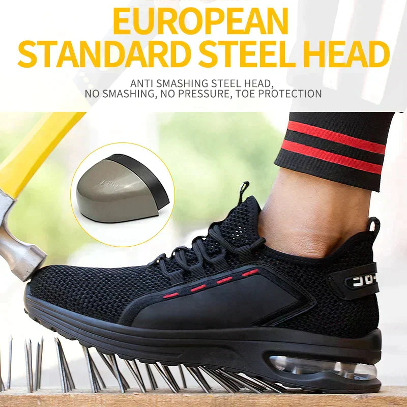 Ultralight Steel Toe Work Shoes, Non-Slip, Breathable for Construction