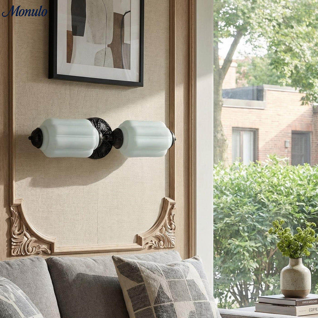 Eloise Vintage Glass Horizontal Wall Light For Living Room And Hallway