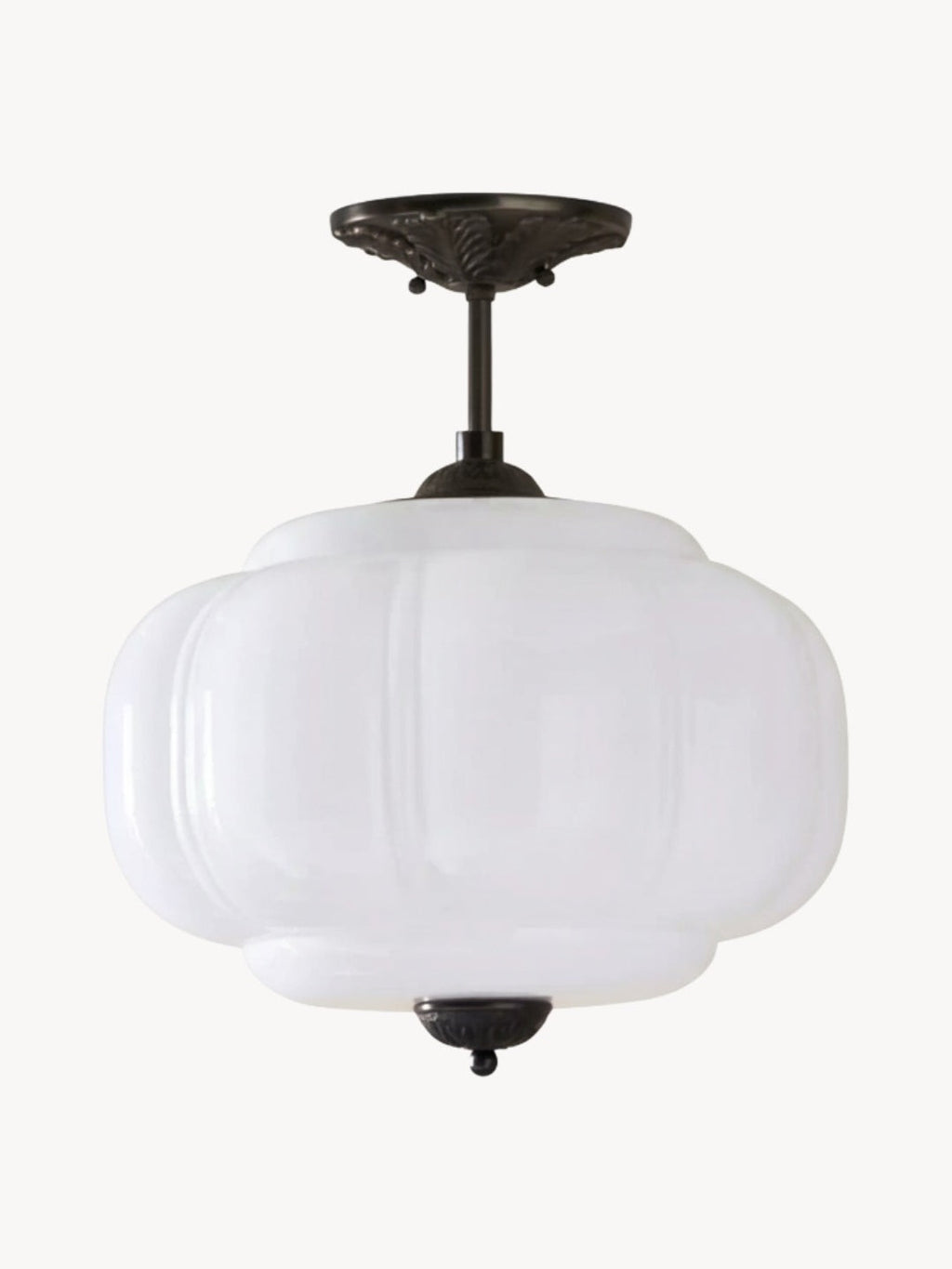 Vintage Milk Glass Ceiling Light With Fluted Rim White Pink Green Matte Glass Brass Black