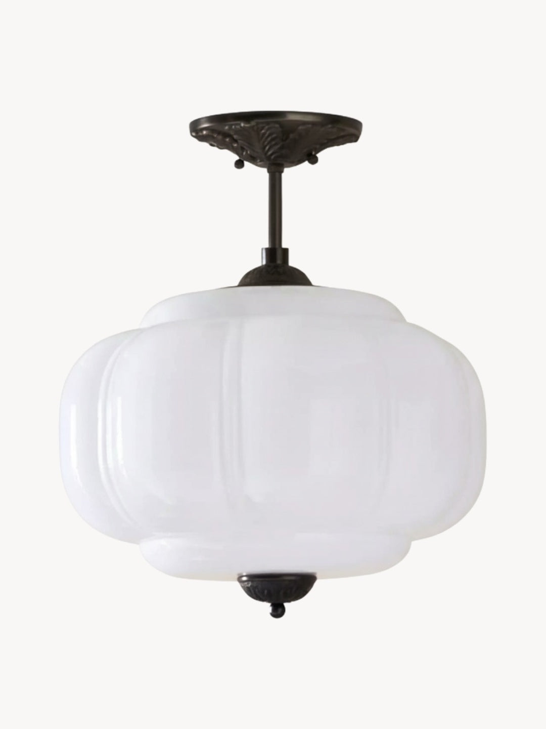 Vintage Milk Glass Ceiling Light With Fluted Rim White Pink Green Matte Glass Brass Black