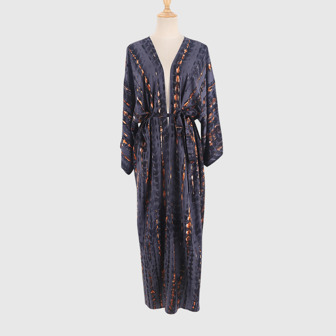 OCEANVEIL Tie Dye Beach Cover Up Kimono — Flowing Self-Belted Summer Layering Piece