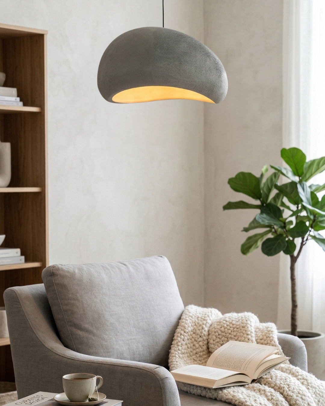 Wabi Sabi Polymer Pendant Light With Organic Texture For Living And Dining Rooms