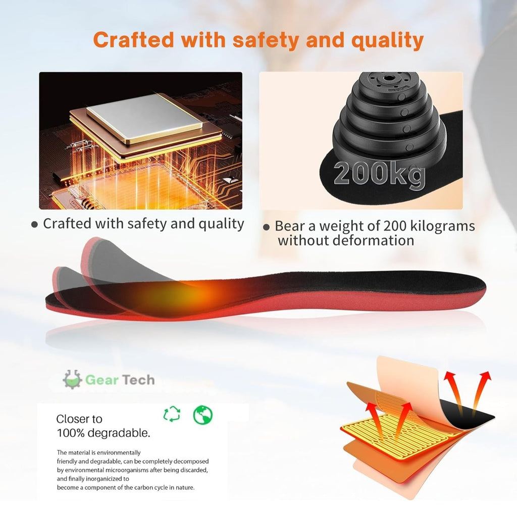 Rechargeable USB Heated Insoles For Work Shoes And Boots