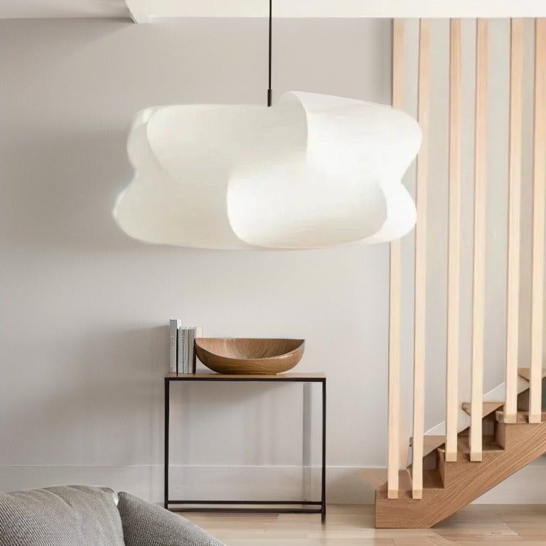Suspension en soie style japonais, rose clair ou blanc, lumière diffuse chaude