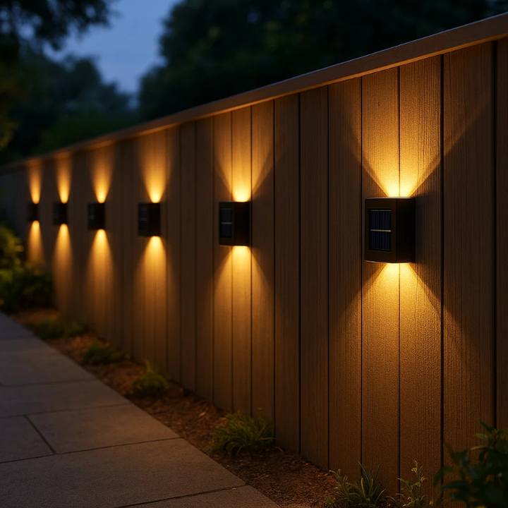 VerdantGlow Outdoor Wall Lights With Solar Power And LED Illumination For Gardens And Patios
