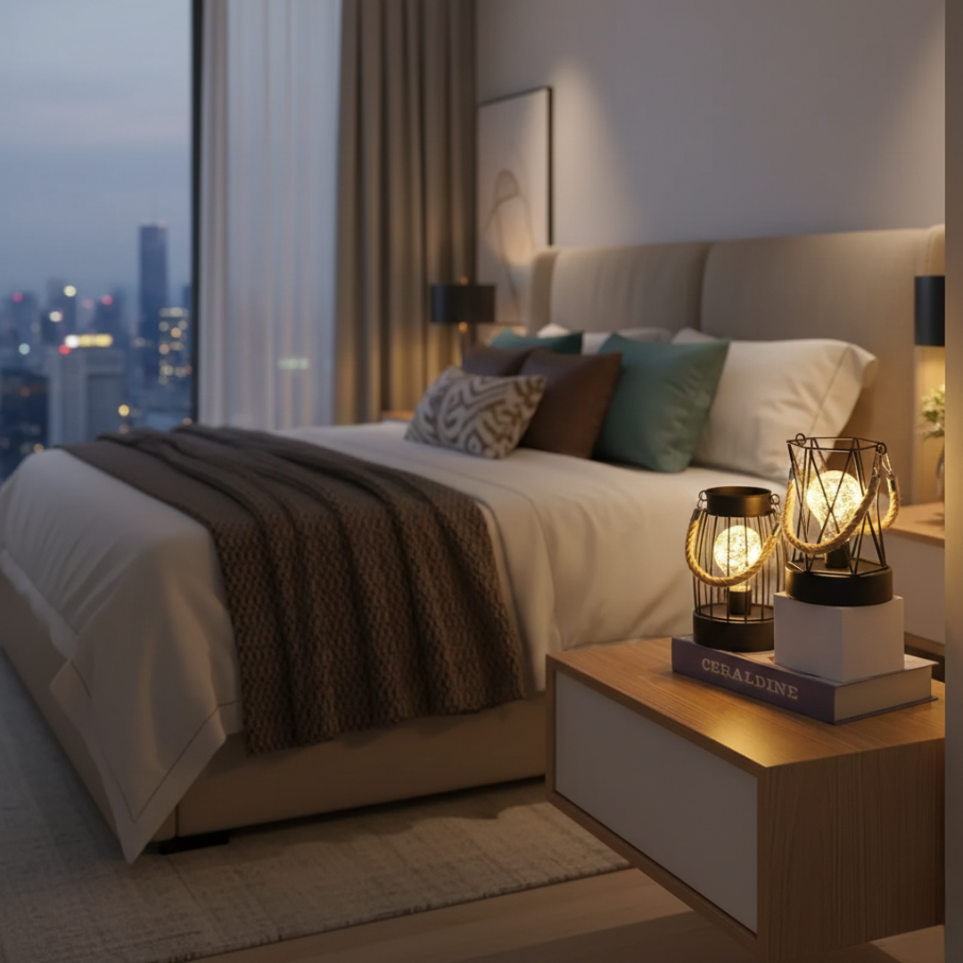 Industrielle Käfig-LED-Tischlampe für gemütliche Innenbeleuchtung in Wohnzimmern und Schlafzimmern