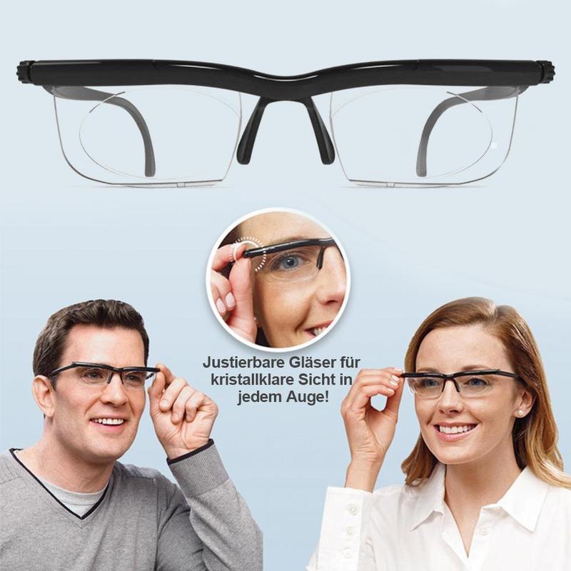 Unisex Adjustable Focus Reading Glasses With -6 To +3 Diopter Range For Reading Black