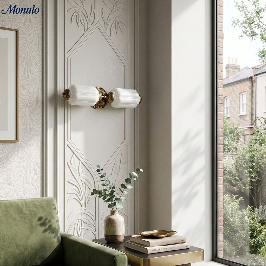 Eloise Vintage Glass Horizontal Wall Light For Living Room And Hallway