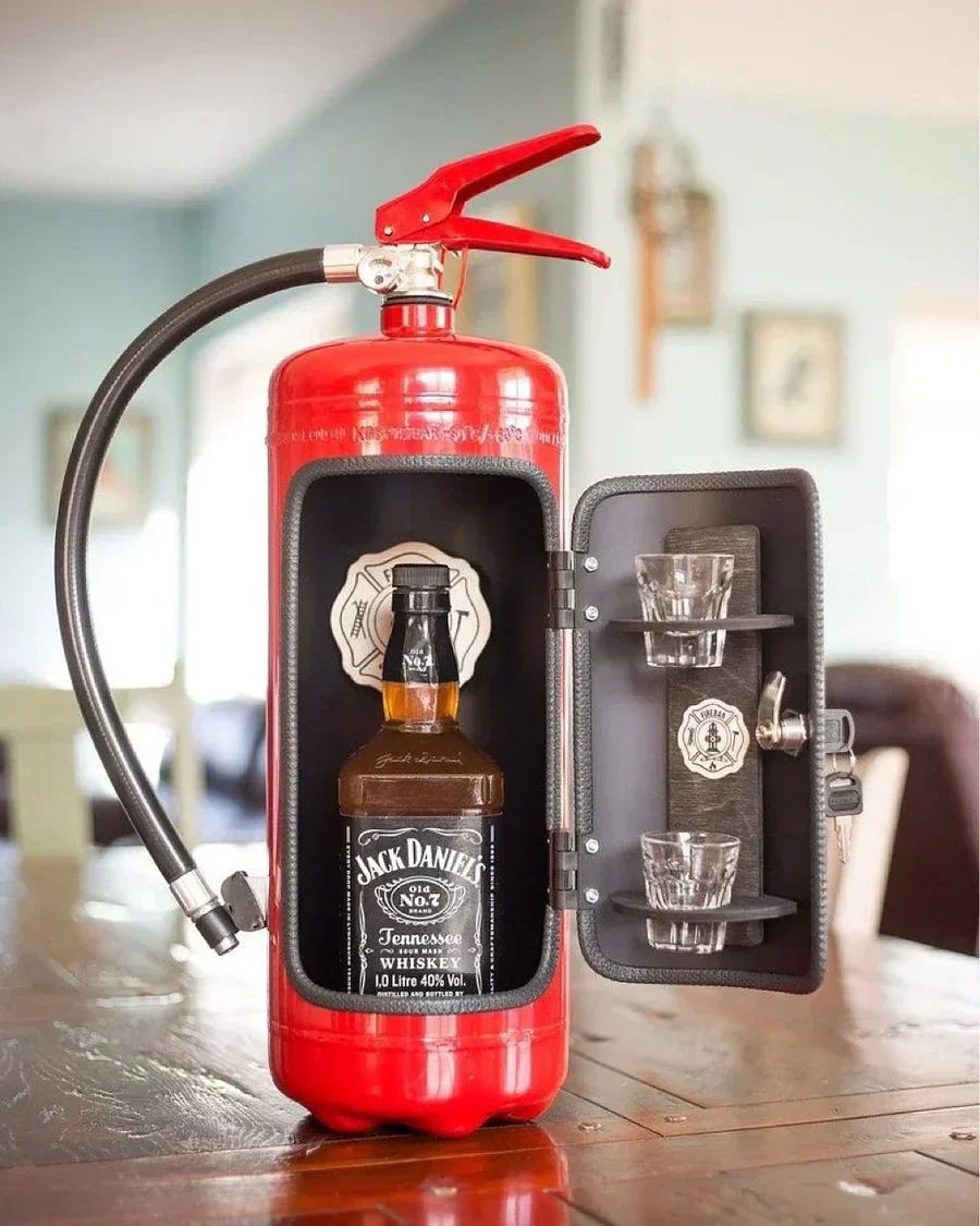 Mancave Red Metal Bottle Storage Disguised Fire Extinguisher
