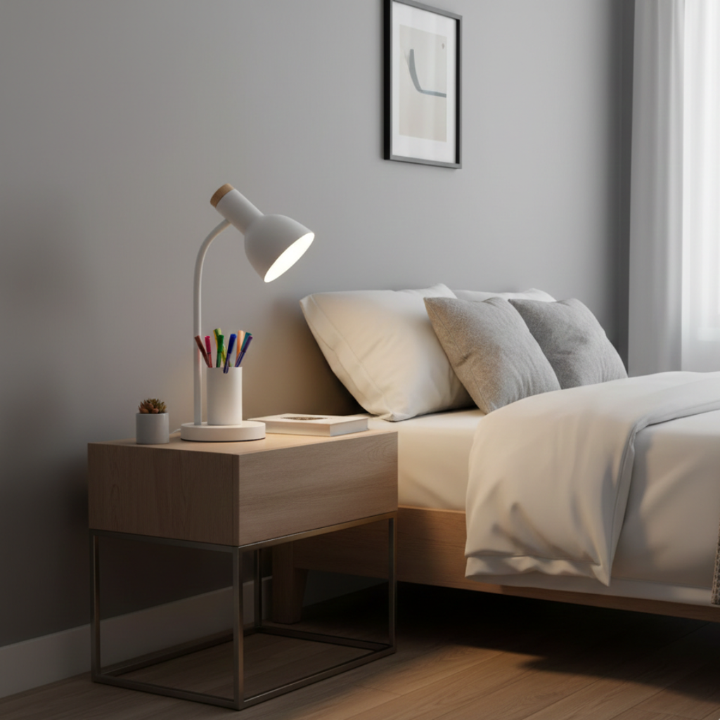 Nordic Style LED Table Lamp With Built-In Pen Holder For Reading And Desk Tasks At Your Desk