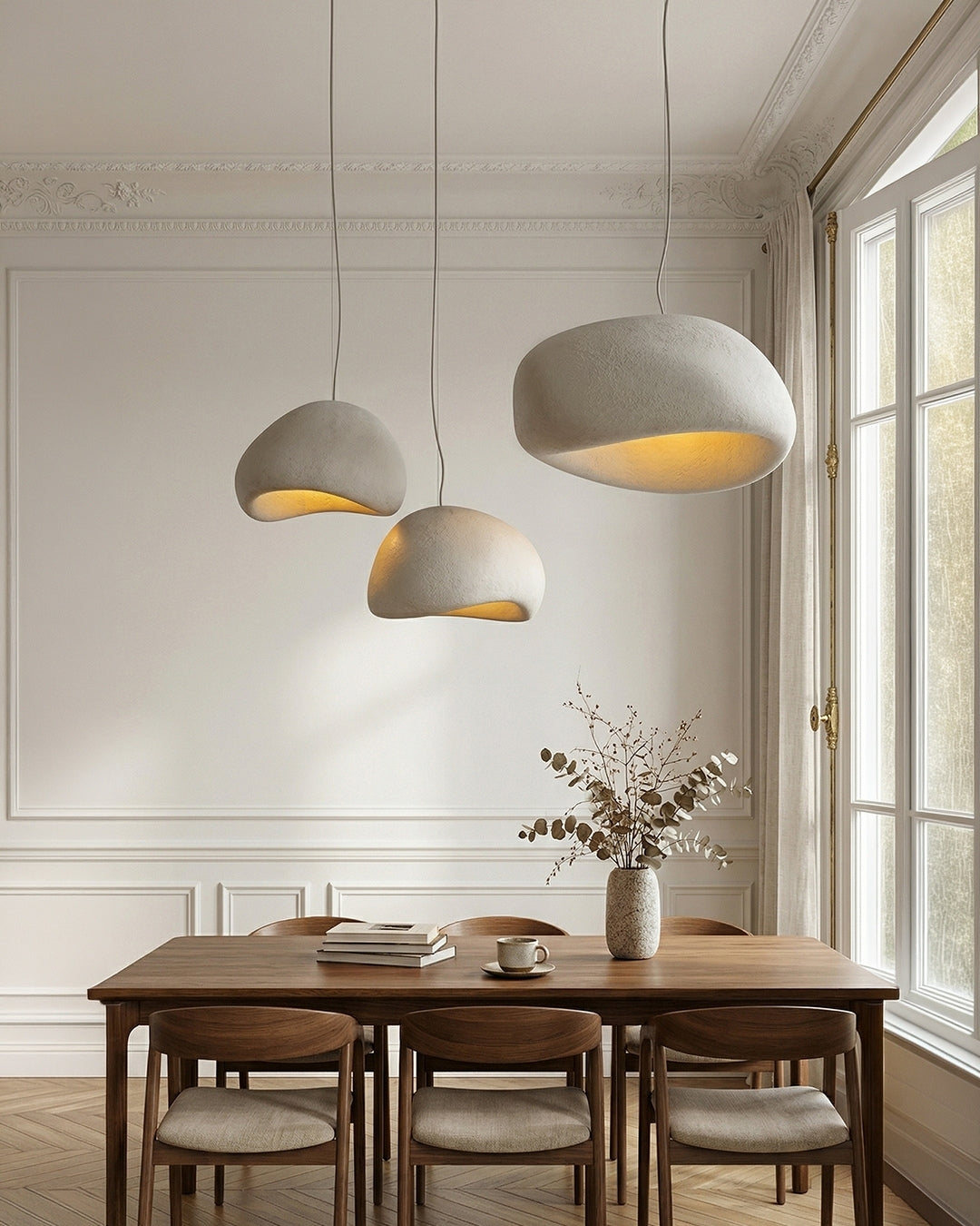 Wabi Sabi Polymer Pendant Light With Organic Texture For Living And Dining Rooms