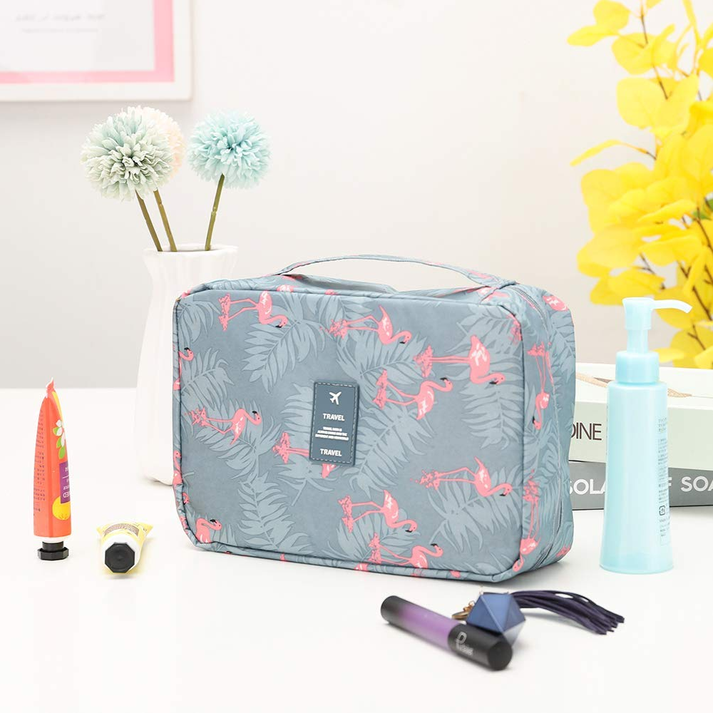 Travel Toiletry Case With Hanging Feature And Waterproof Exterior