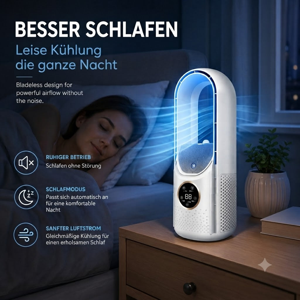 Quiet Bladeless Air Tower Fan With Sleep Mode And Silent Cooling