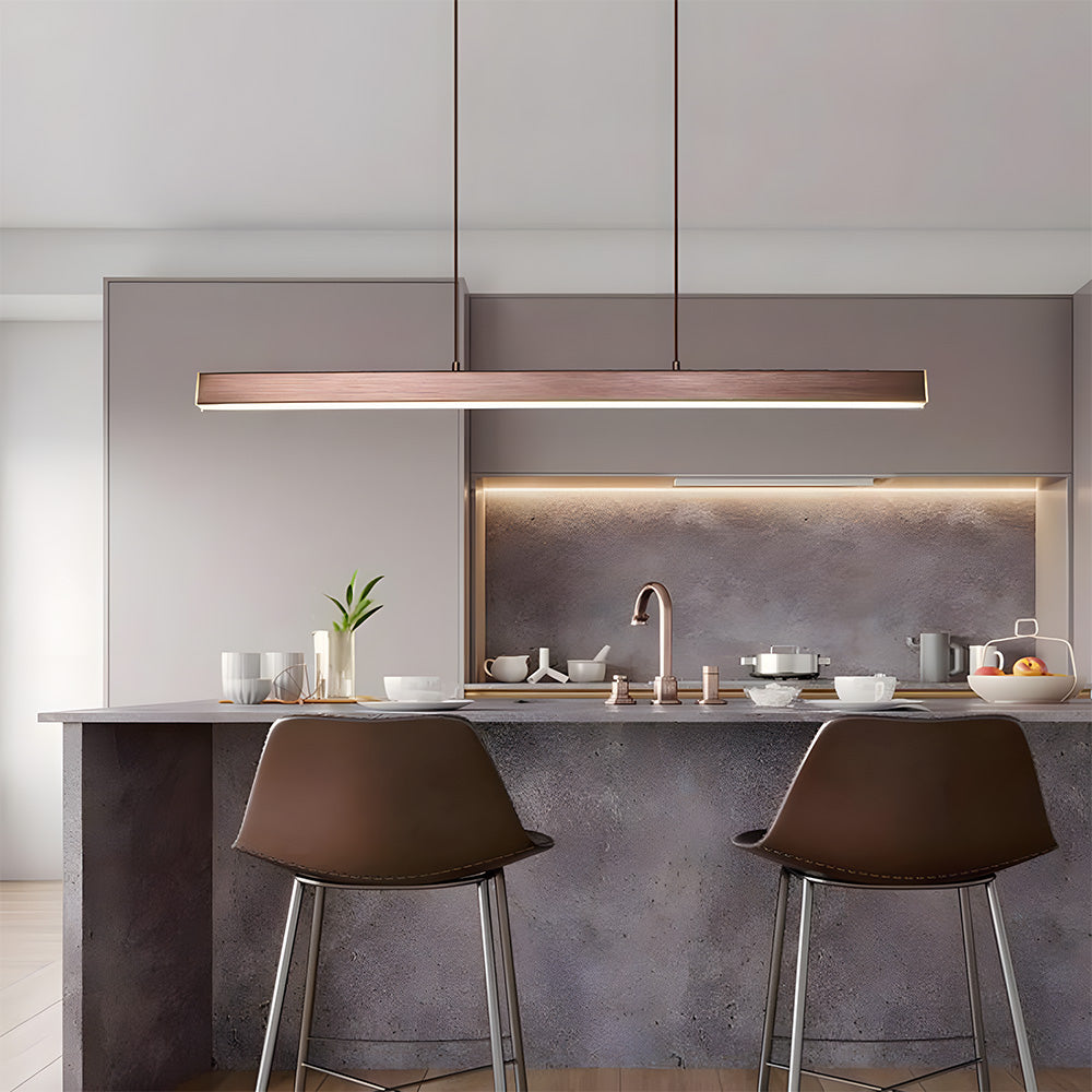 Verumo Linear LED Pendant Lamp In Black Metal For Kitchen Island Or Dining Table