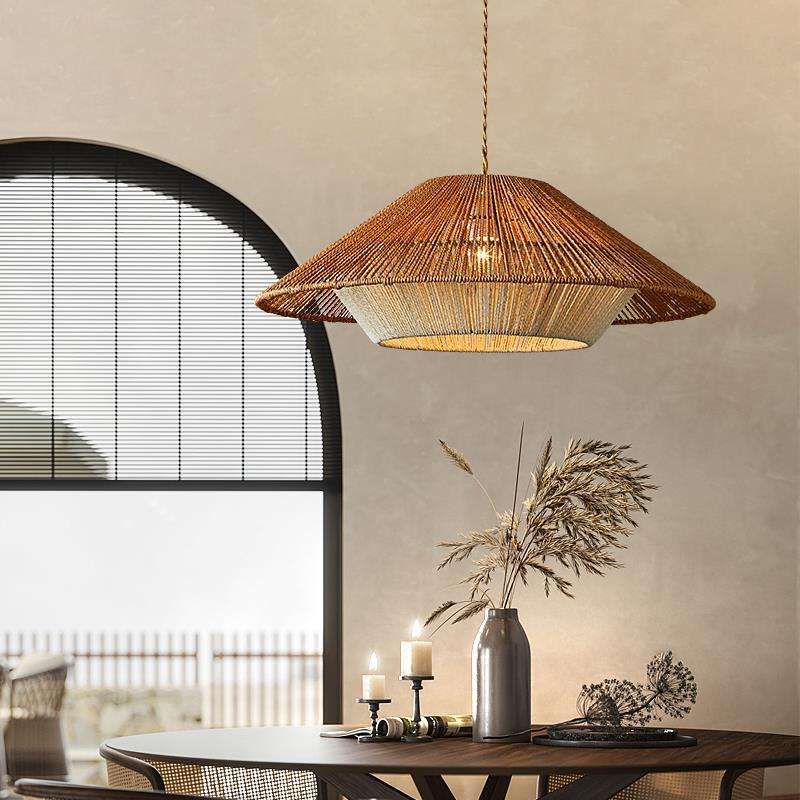 Kairo Weave Pendant Light Handwoven Wicker Fixture For Japanese Inspired Boho Dining Spaces