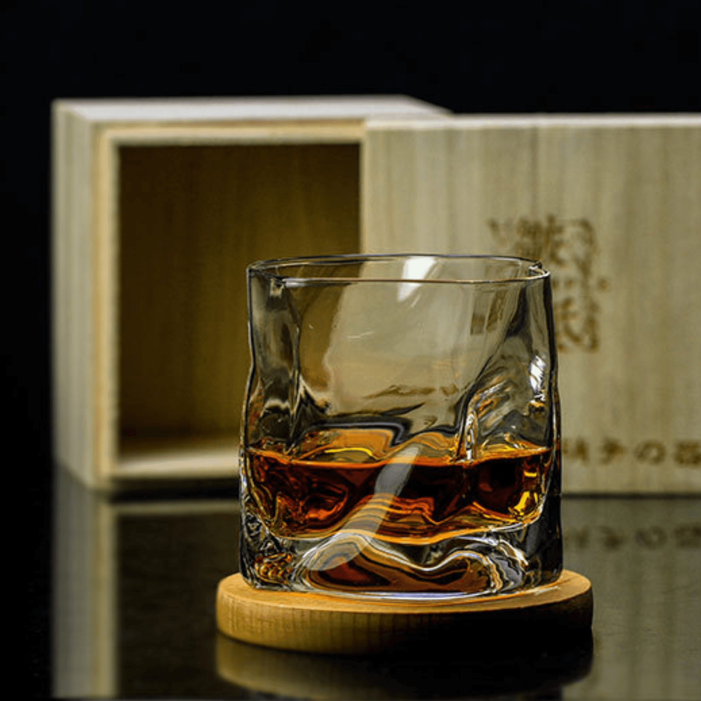 Edo Kiriko Whiskey Glass In Japanese Crystal With Crumple Design Handmade