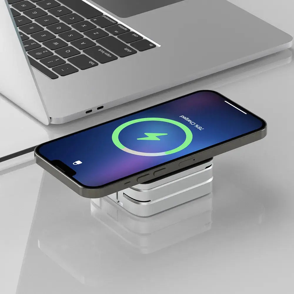 3-in-1 Foldable Wireless Charging Station — 30 W, Three-Device Charging, Upright Phone Stand