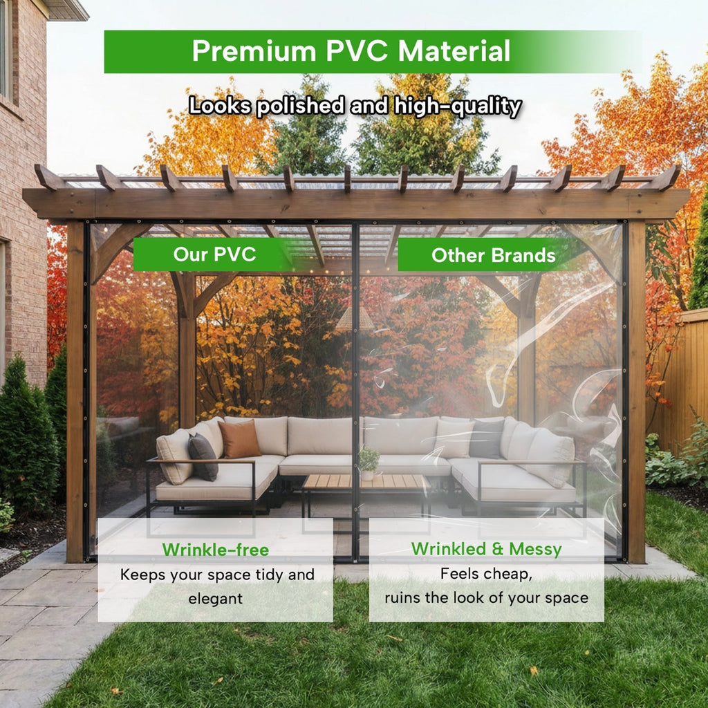 Clear PVC Weather Shield With Eyelets For Canopy Gazebo Veranda 0.35mm Thick