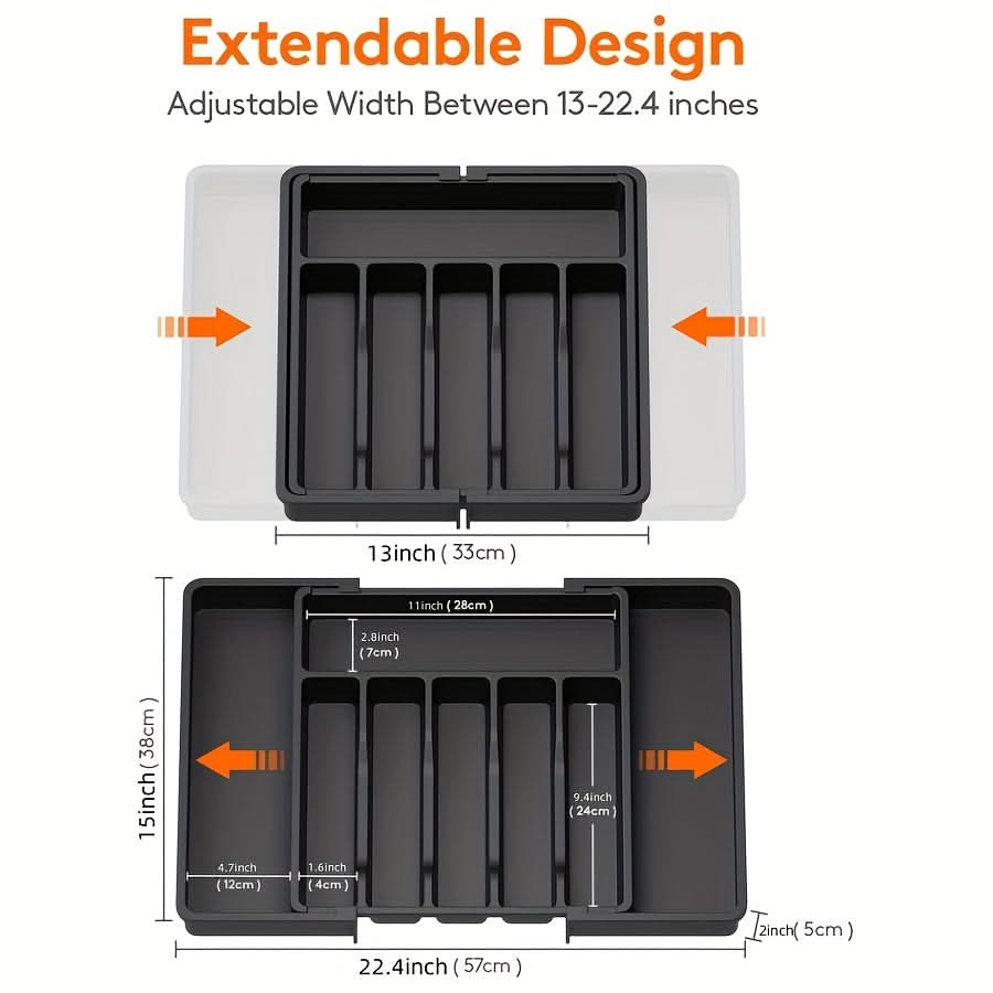 Organiseur extensible pour tiroir de cuisine FLEXITRAY — Plateau de rangement réglable