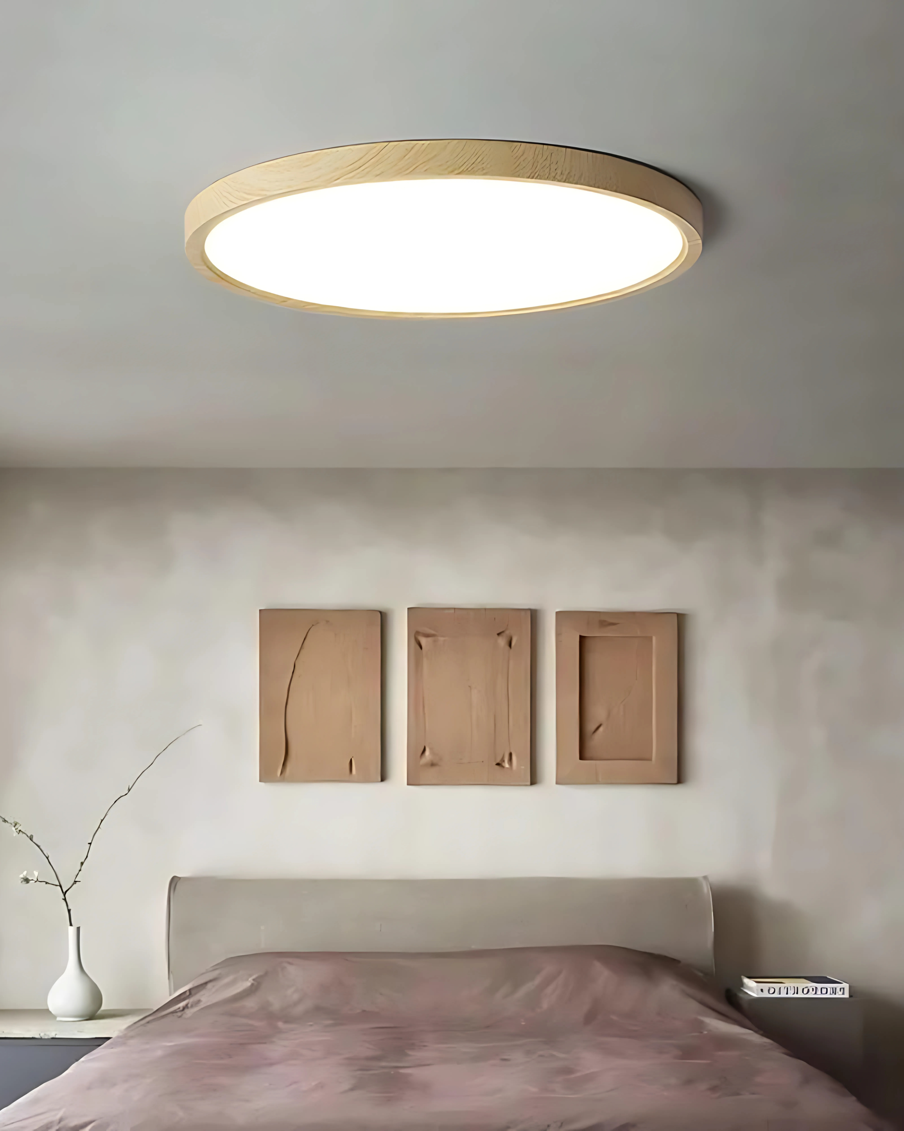 Ultra-Thin Wood Ceiling Light For Living Rooms And Bedrooms