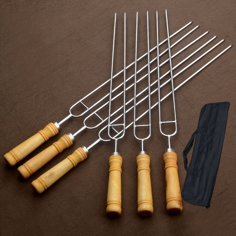 GRILLSKEW Set di 6 spiedini riutilizzabili per barbecue in acciaio inossidabile